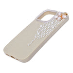 Luxury Glitter Finish with 3D Pearl Flower Design Phone Case for iPhone 16 Pro