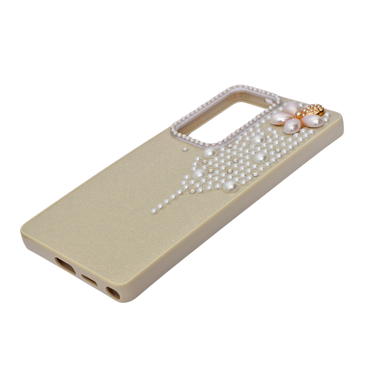 Luxury Glitter Finish with 3D Pearl Flower Design Phone Case for Samsung S24 / S25