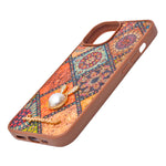 Bohemian Ethnic Print Cork Texture with Pearl Detail Phone Case for iPhone 13 / 14