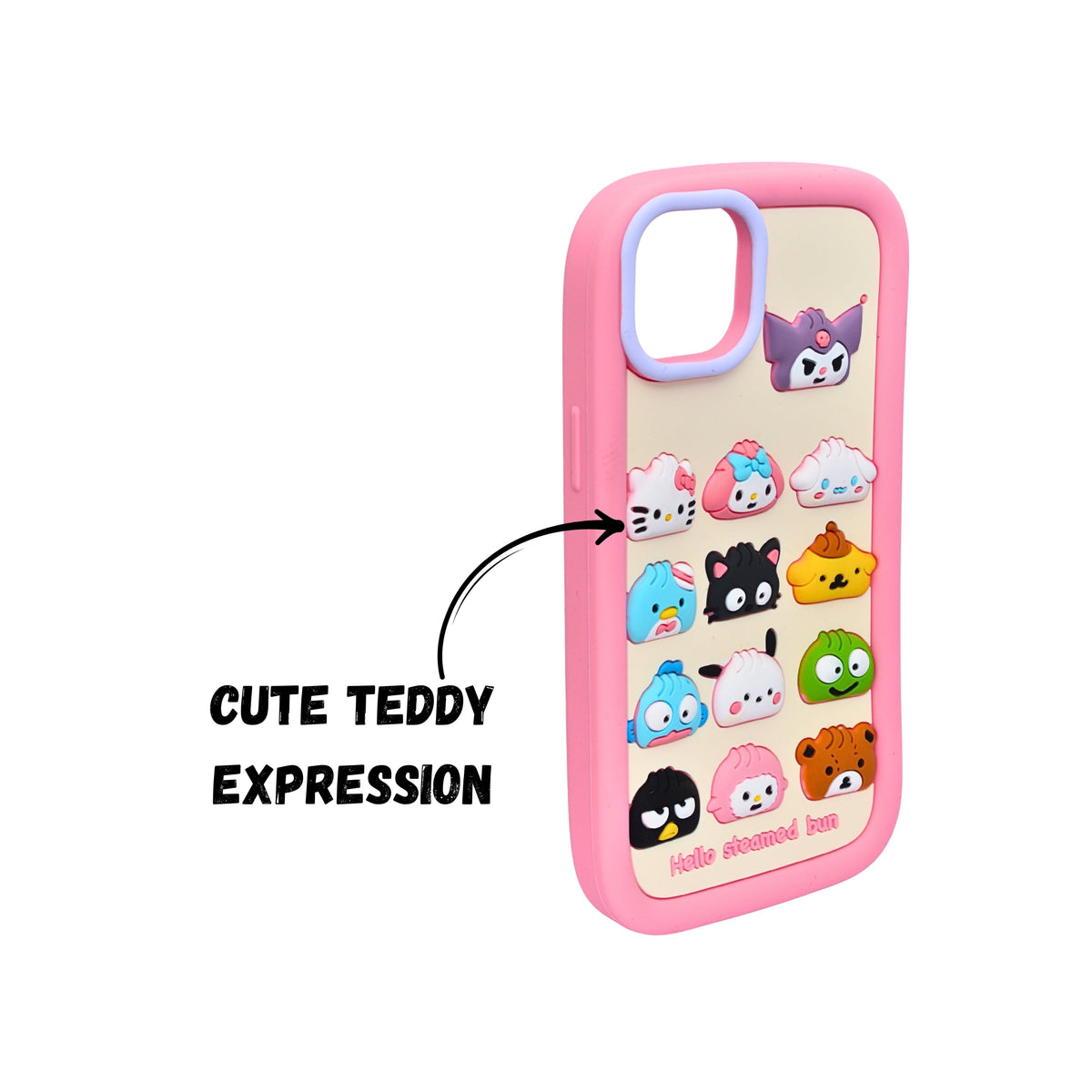 3D Cartoon Hello Steamed Bun Character Design Phone Case For iPhone 14