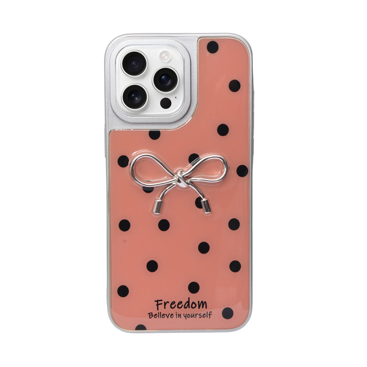 Stylish Polka Dot Bow Phone Case For iPhone 16 Pro Max