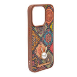 Bohemian Ethnic Print Cork Texture with Pearl Detail Phone Case for iPhone 15 Pro