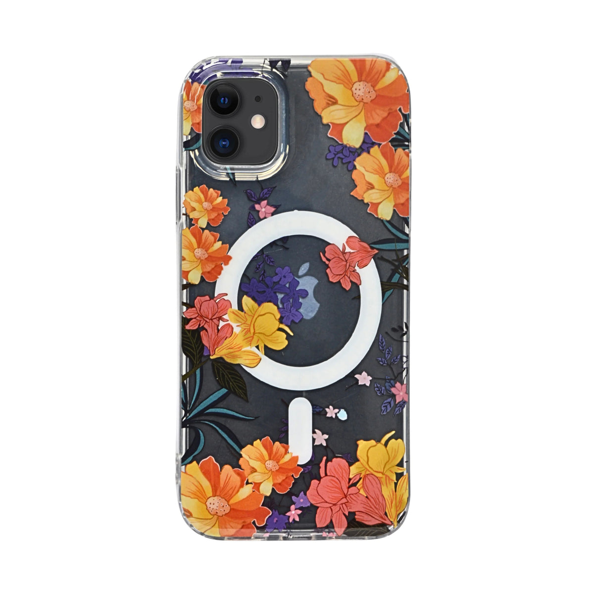 Floral Transparent MagSafe Shockproof Protection Phone Case For iPhone 11