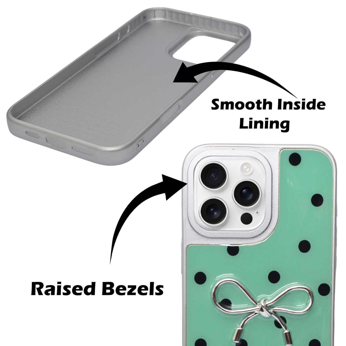 Stylish Polka Dot Bow Phone Case For iPhone 16 Pro Max