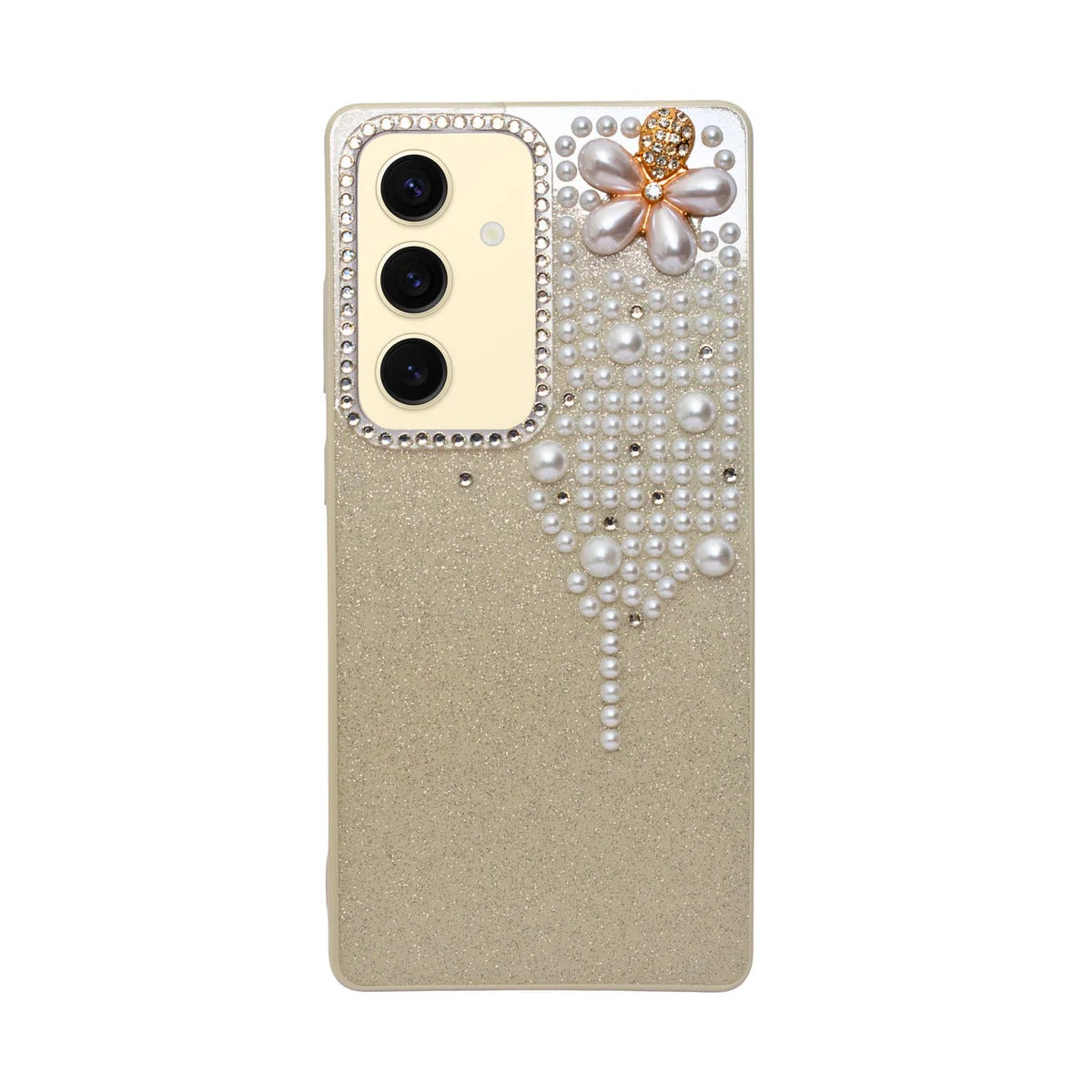 Luxury Glitter Finish with 3D Pearl Flower Design Phone Case for Samsung S24 / S25