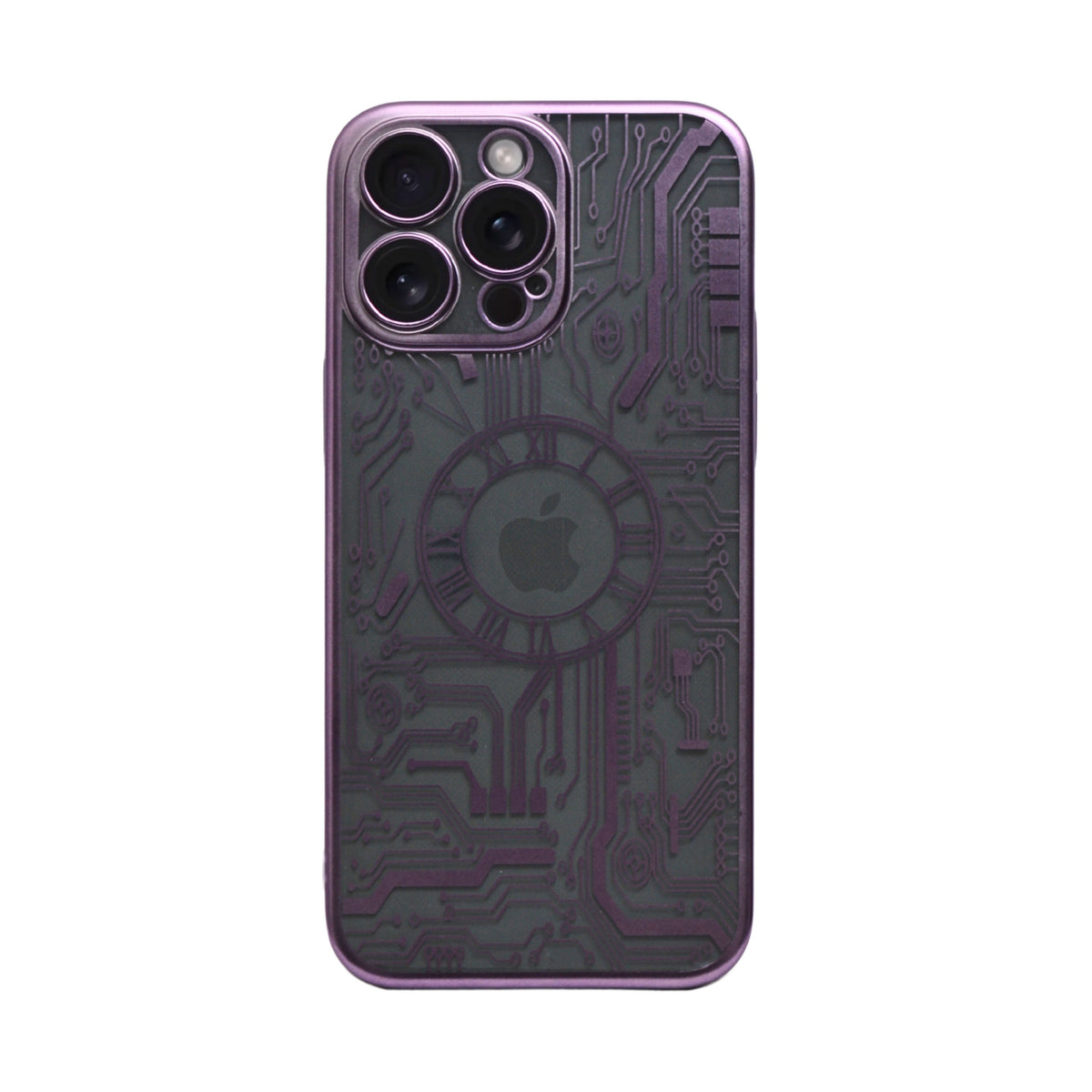 Futuristic Clock Circuit Pattern Phone Case for iPhone 14 Pro Max