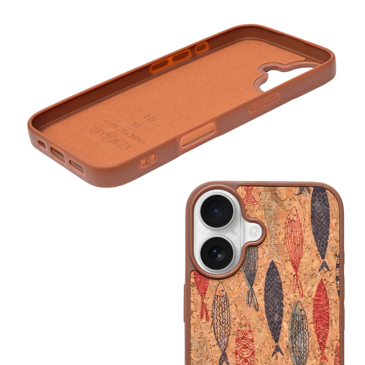 Bohemian Ethnic Print Cork Texture with Pearl Detail Phone Case for iPhone 16