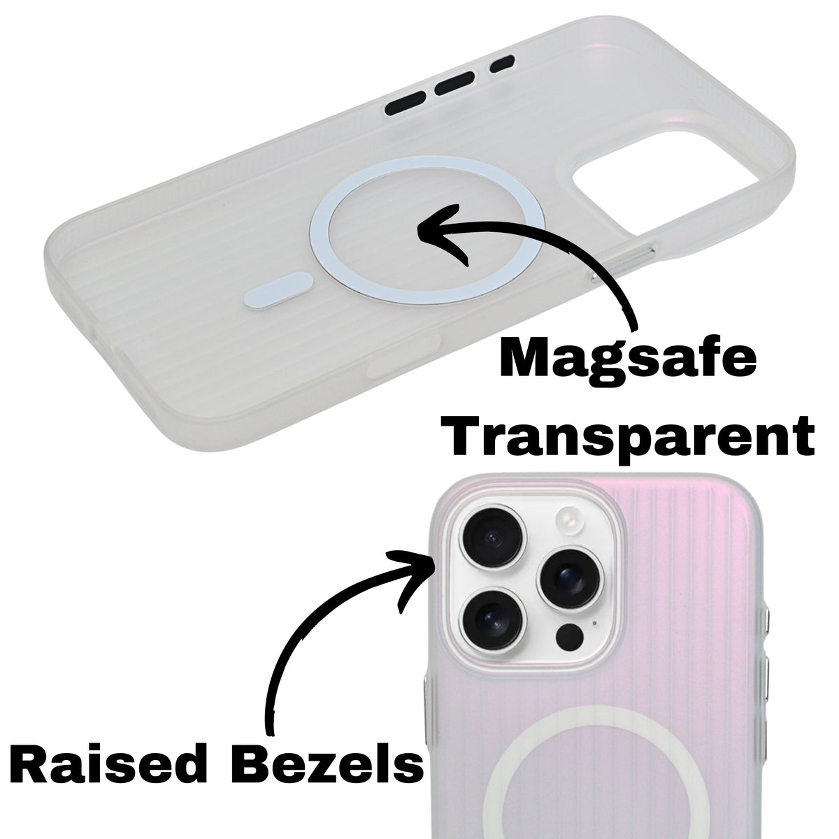 Tinted Transparent Corrugated Texture MagSafe Compatible Phone Case for iPhone 16 Pro
