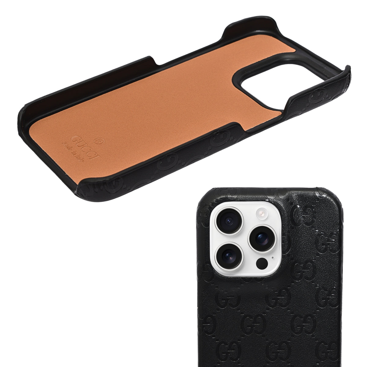 Luxury GG Embossed Phone Case for iPhone 15 Pro