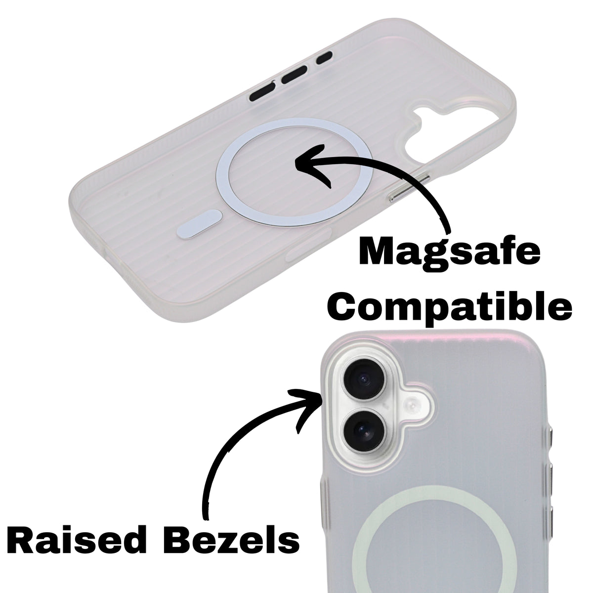Tinted Transparent Corrugated Texture MagSafe Compatible Phone Case for iPhone 16 Plus