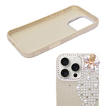 Luxury Glitter Finish with 3D Pearl Flower Design Phone Case for iPhone 16 Pro