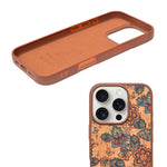 Bohemian Ethnic Print Cork Texture with Pearl Detail Phone Case for iPhone 16 Pro