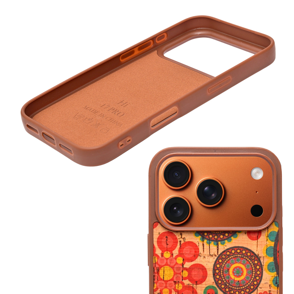 Bohemian Ethnic Print Cork Texture with Pearl Detail Phone Case for iPhone 17 Pro