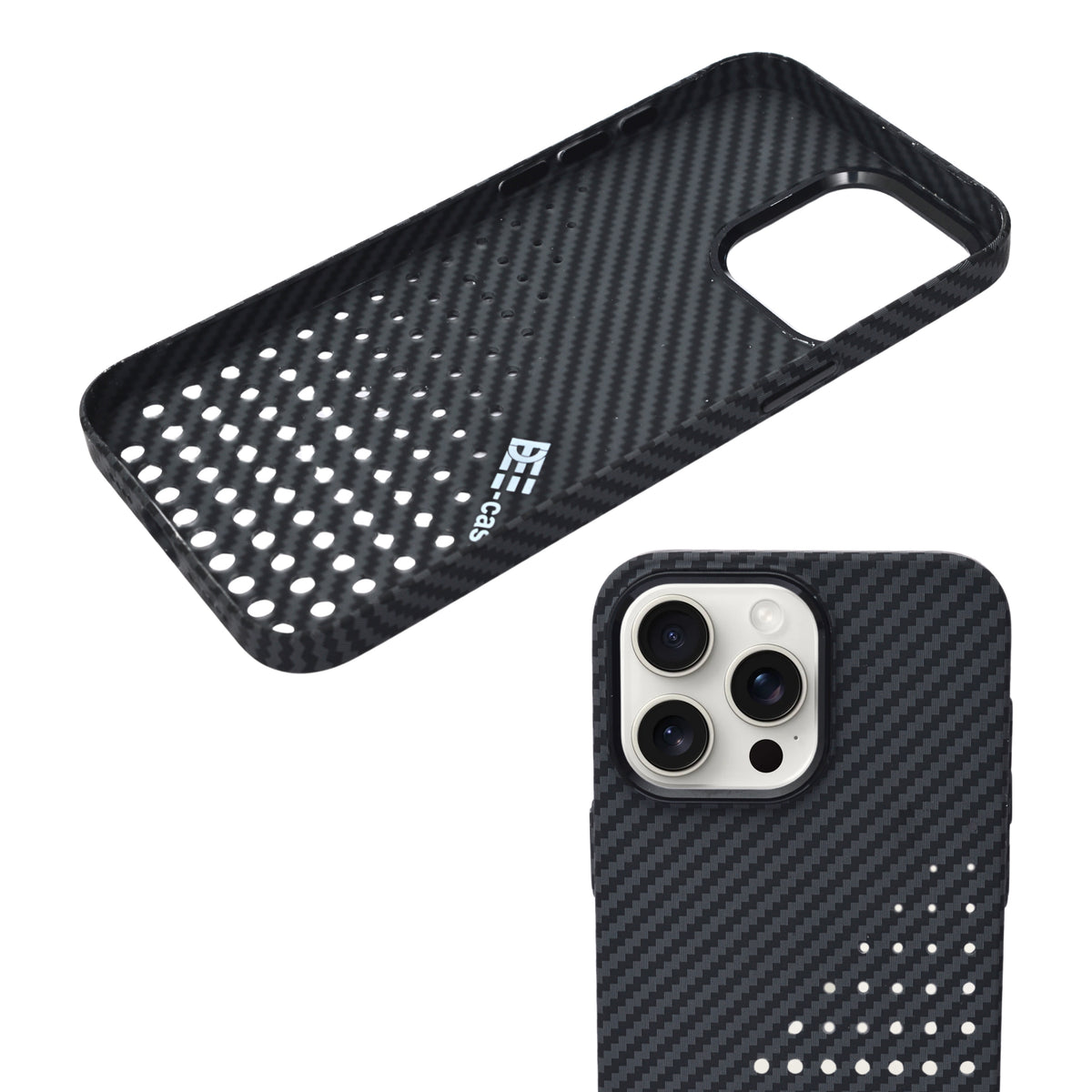 Premium Perforated Carbon Fiber Phone Case for iPhone 15 Pro Max
