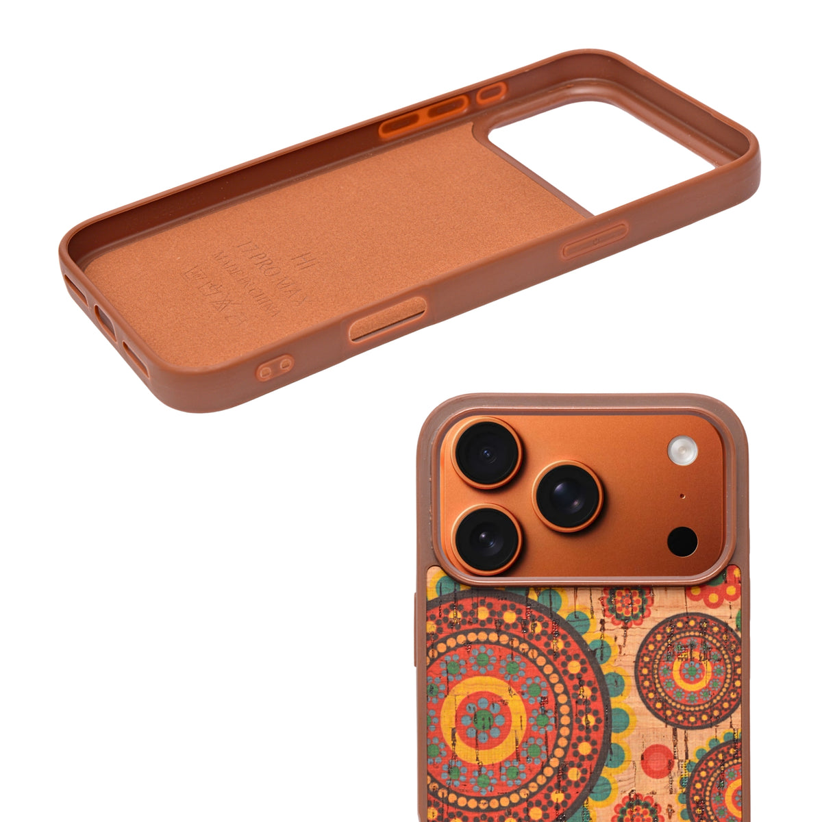 Bohemian Ethnic Print Cork Texture with Pearl Detail Phone Case for iPhone 17 Pro Max