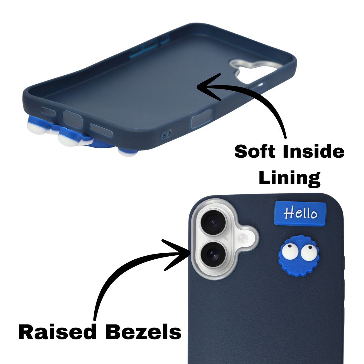 Hello Teddy Cap 3D Cartoon Phone Case For iPhone 16 Plus