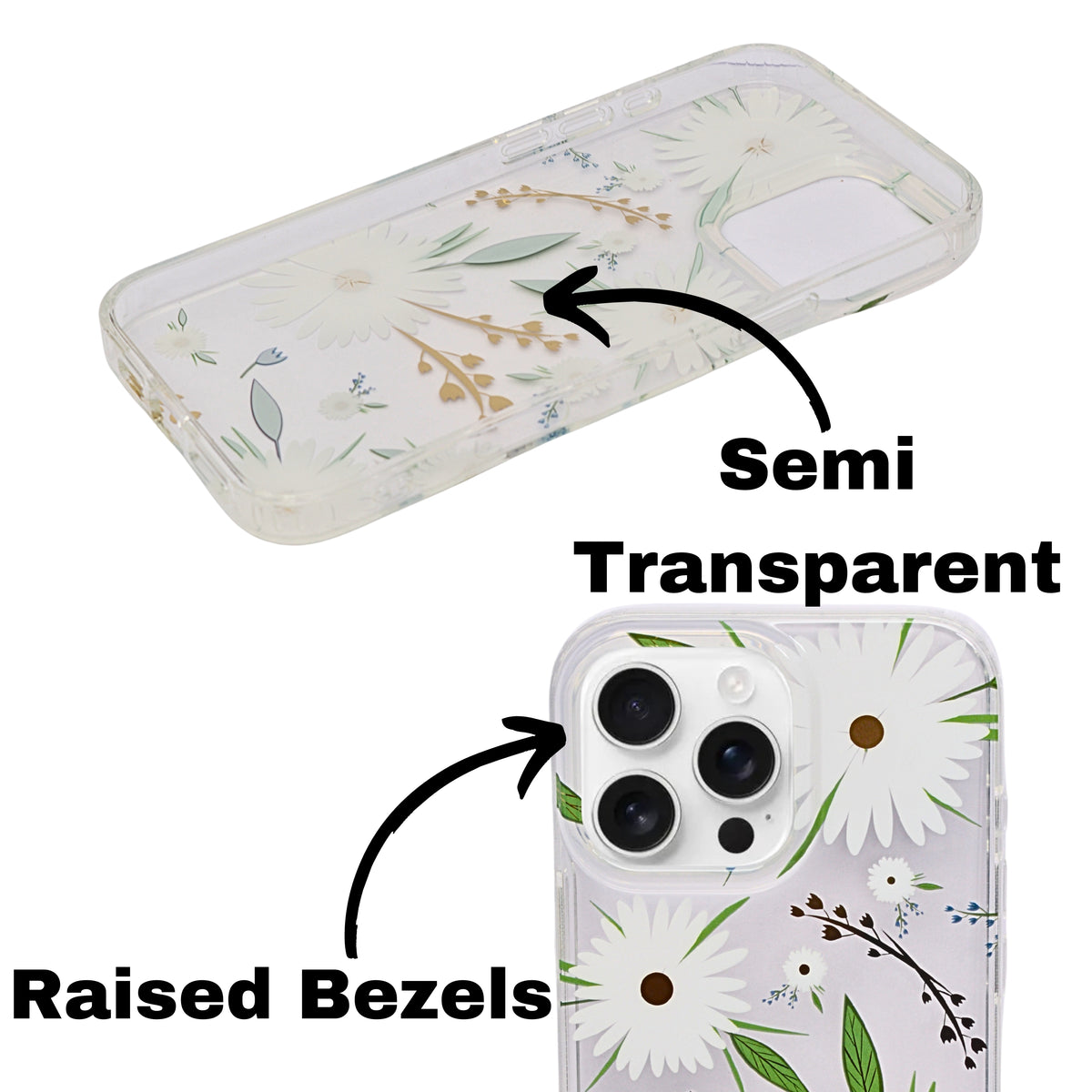 Vibrant Transparent Floral Pattern Phone Case for iPhone 16 Pro Max