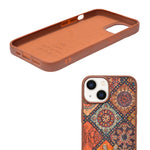 Bohemian Ethnic Print Cork Texture with Pearl Detail Phone Case for iPhone 13 / 14