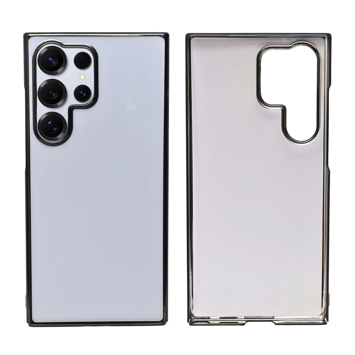 Crystal Clear with Chrome Frame Phone Case for Samsung Galaxy S24 Ultra