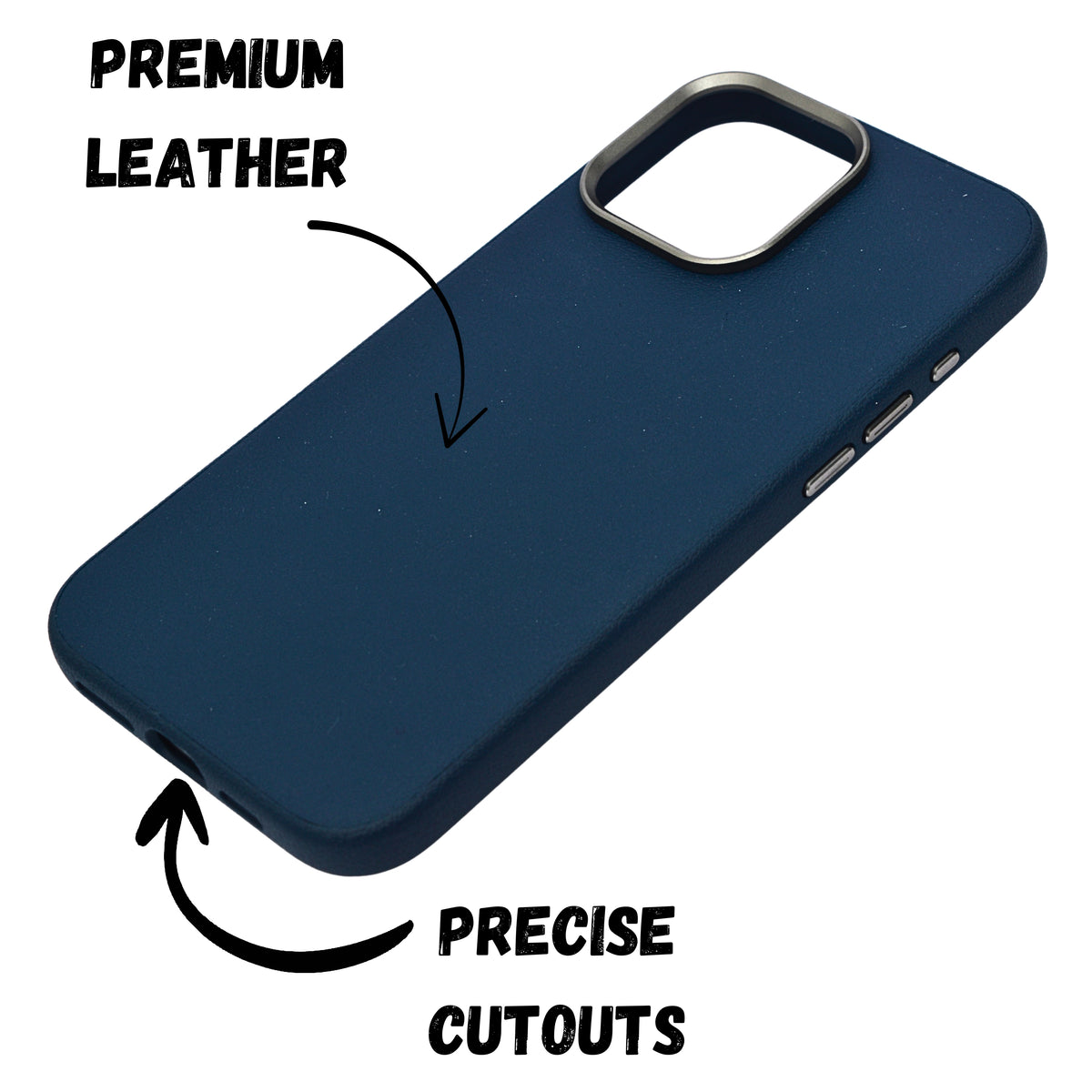 Leather Textured with Metallic Camera Ring for iPhone 16 Pro Max