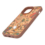 Bohemian Ethnic Print Cork Texture with Pearl Detail Phone Case for iPhone 14 Pro Max