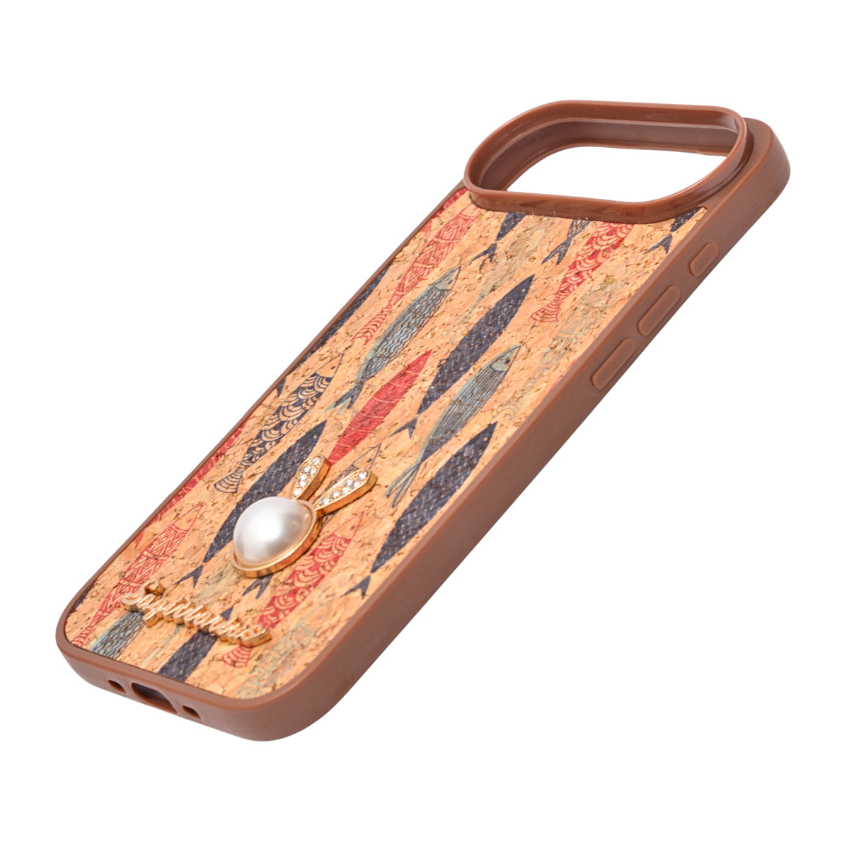 Bohemian Ethnic Print Cork Texture with Pearl Detail Phone Case for iPhone 17 Air