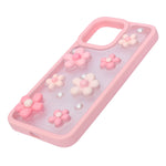 3D Pink Floral Pearl Design Protective Phone Case for iPhone 15 Pro Max