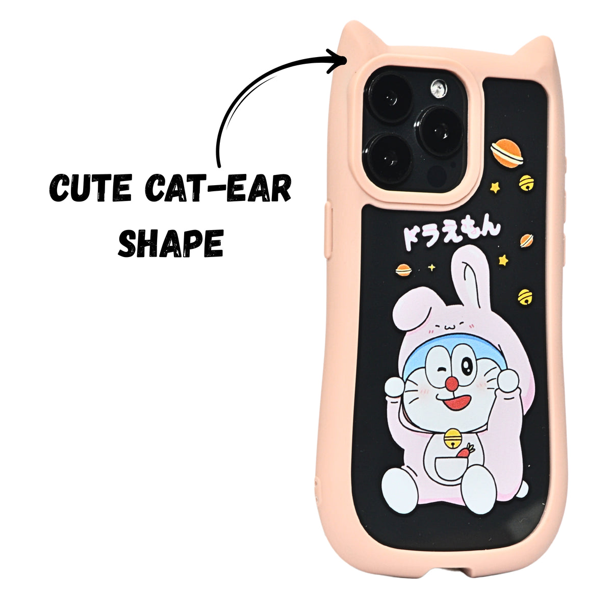 Cute Cartoon Phone Case with Cat Ears For iPhone 15 Pro