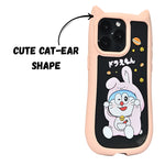 Cute Cartoon Phone Case with Cat Ears For iPhone 15 Pro
