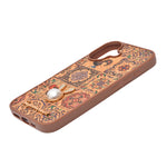 Bohemian Ethnic Print Cork Texture with Pearl Detail Phone Case for iPhone 16