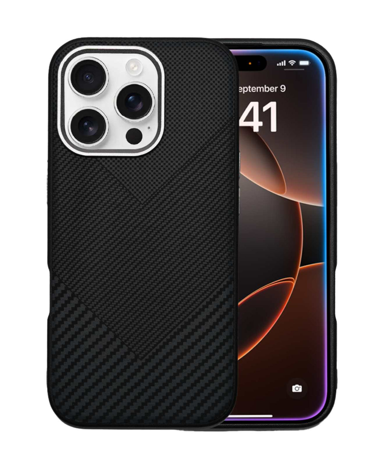 Carbon Fiber Texture Anti-Fall Protective Case for iPhone 16 Pro