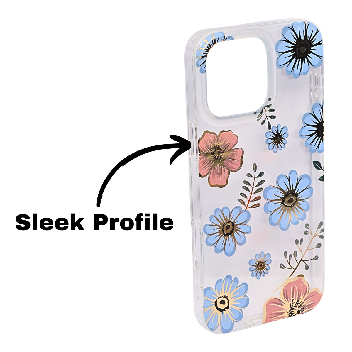 Vibrant Transparent Floral Pattern Phone Case for iPhone 16 Pro Max