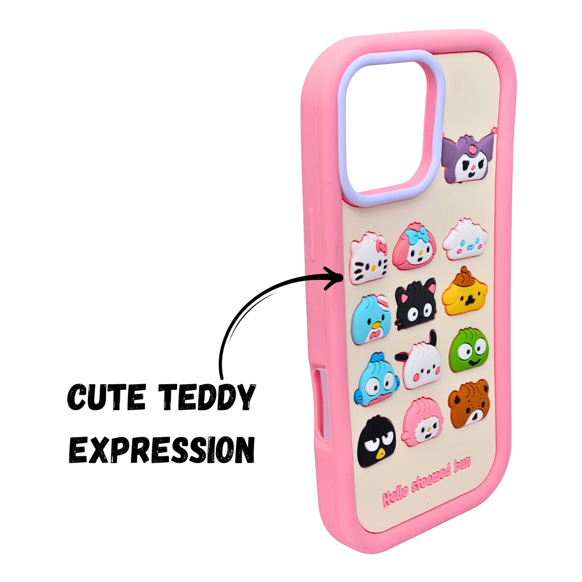 3D Cartoon Hello Steamed Bun Character Design Phone Case For iPhone 16 Pro Max