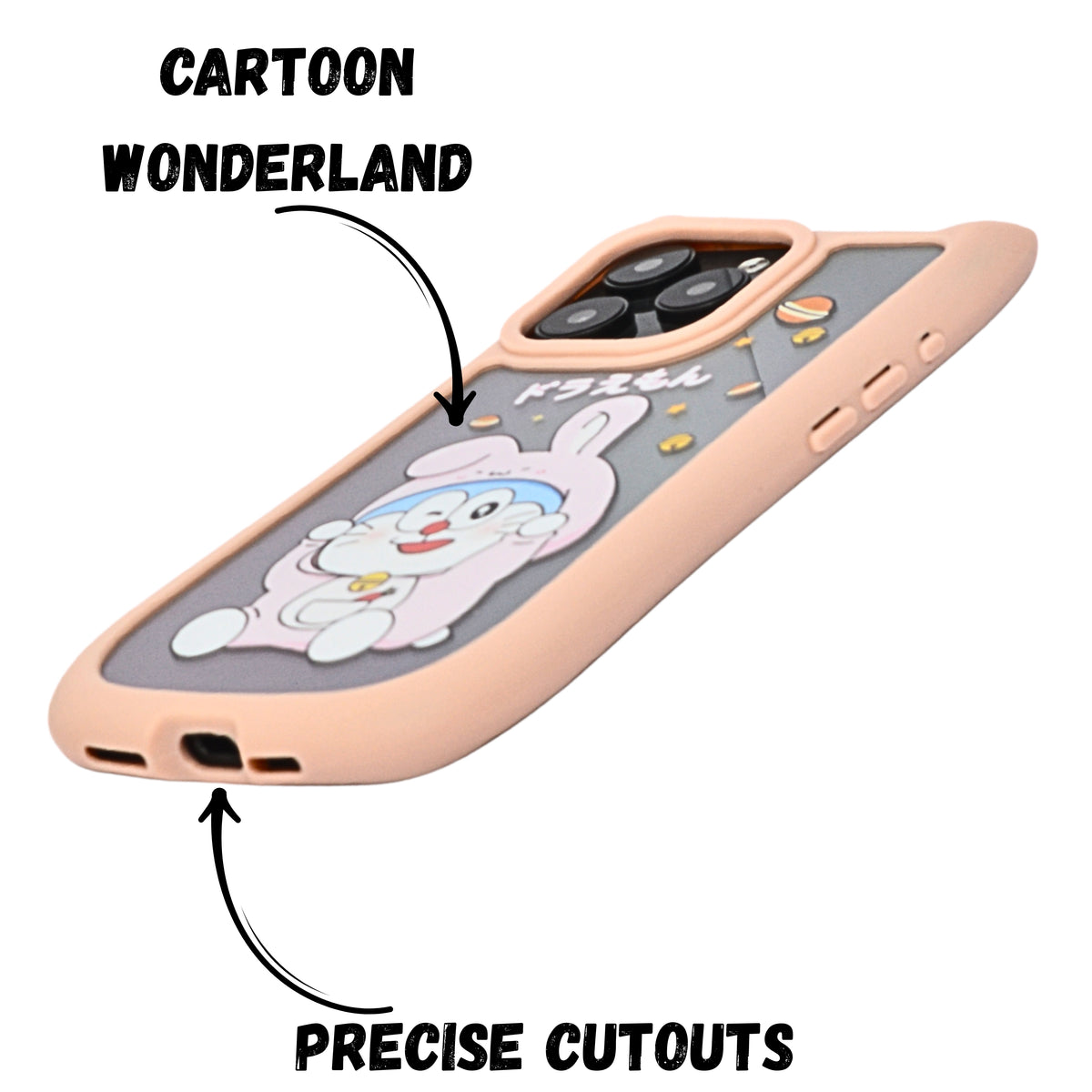 Cute Cartoon Phone Case with Cat Ears For iPhone 15 Pro