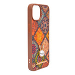 Bohemian Ethnic Print Cork Texture with Pearl Detail Phone Case for iPhone 13 / 14