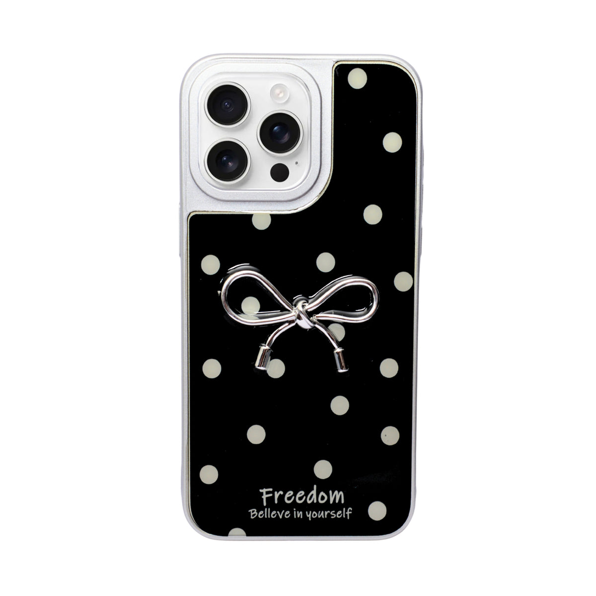 Stylish Polka Dot Bow Phone Case For iPhone 16 Pro Max