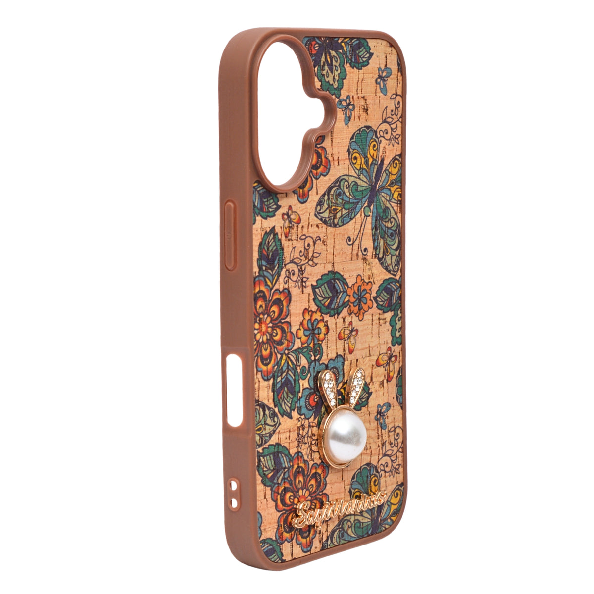 Bohemian Ethnic Print Cork Texture with Pearl Detail Phone Case for iPhone 17