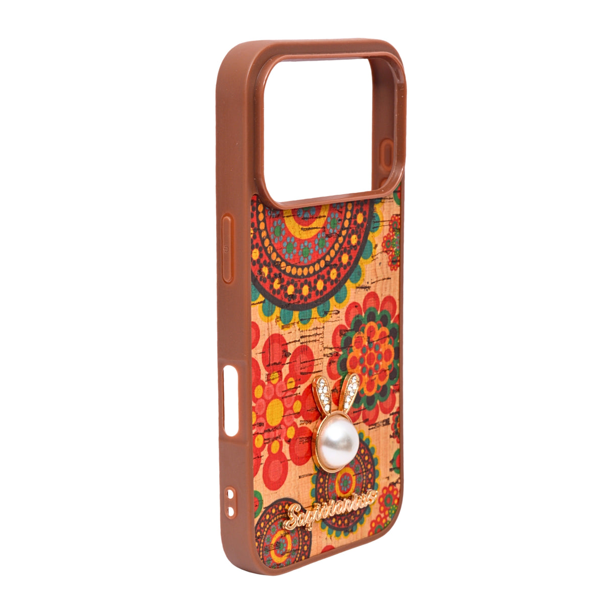 Bohemian Ethnic Print Cork Texture with Pearl Detail Phone Case for iPhone 17 Pro