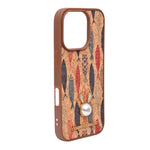 Bohemian Ethnic Print Cork Texture with Pearl Detail Phone Case for iPhone 16 Pro