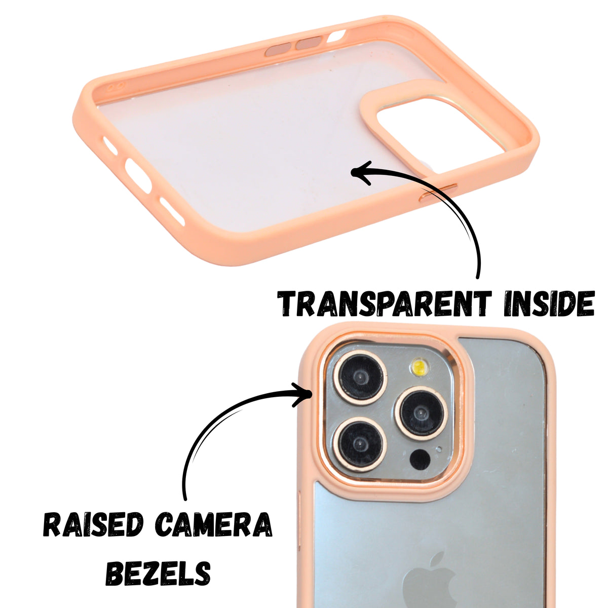 Transparent Hard back with Chrome Border Anti Slip Grip Phone Case for iPhone 13 Pro