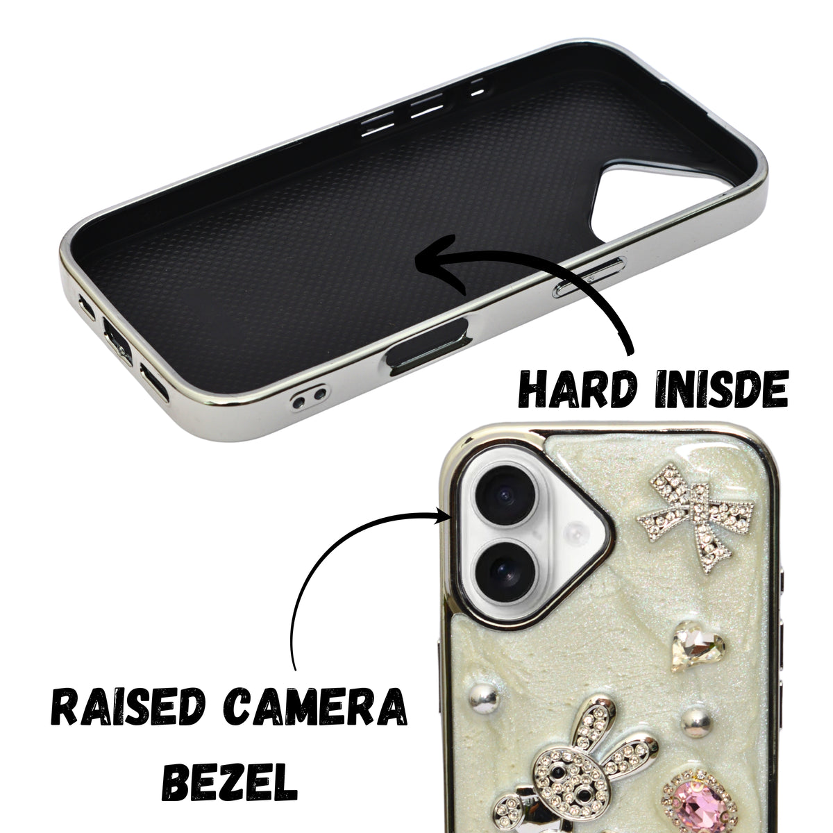 Rhinestone Embellished Phone Case for iPhone 16