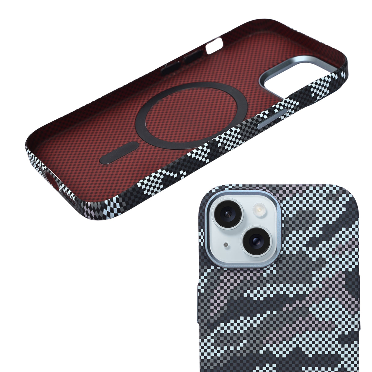 Camouflage Pixel Pattern Phone Case for iPhone 15