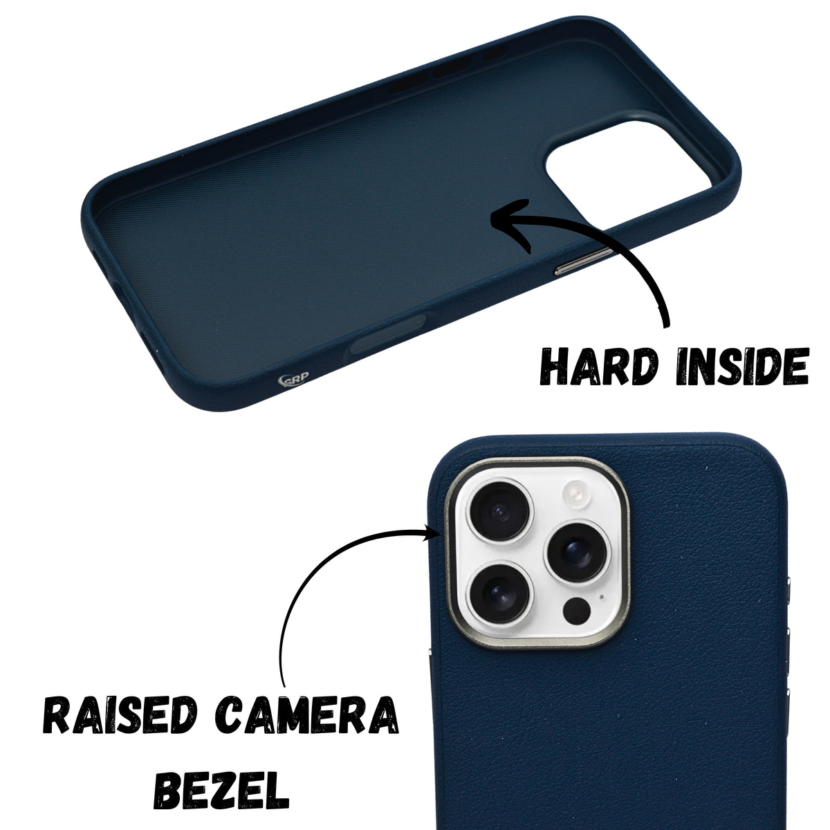 Leather Textured with Metallic Camera Ring for iPhone 16 Pro Max