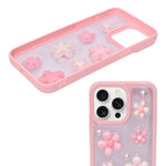 3D Pink Floral Pearl Design Protective Phone Case for iPhone 15 Pro Max