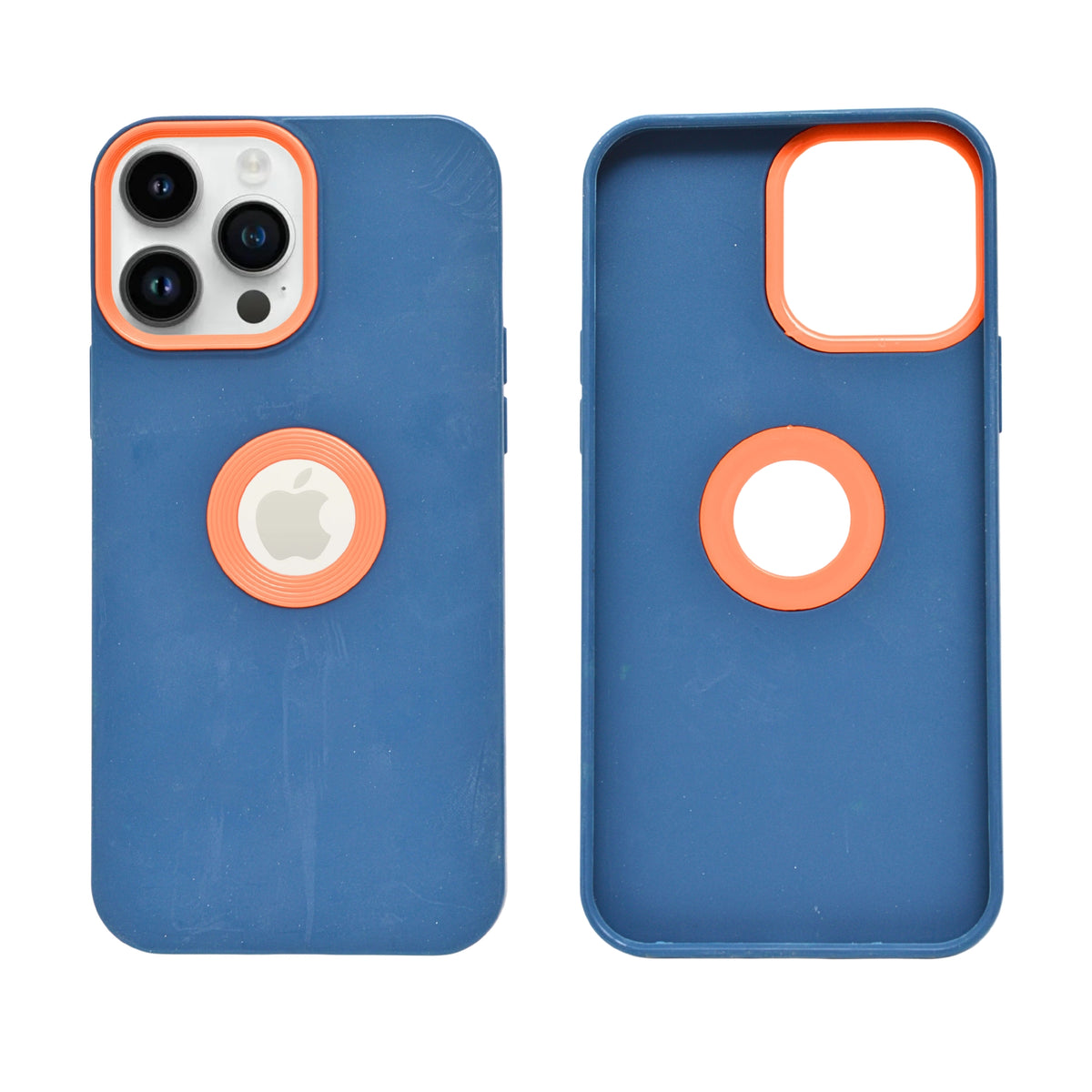 Dual-Tone Silicone Phone Case with Contrast Camera & Logo Cutout for iPhone 13 Pro Max