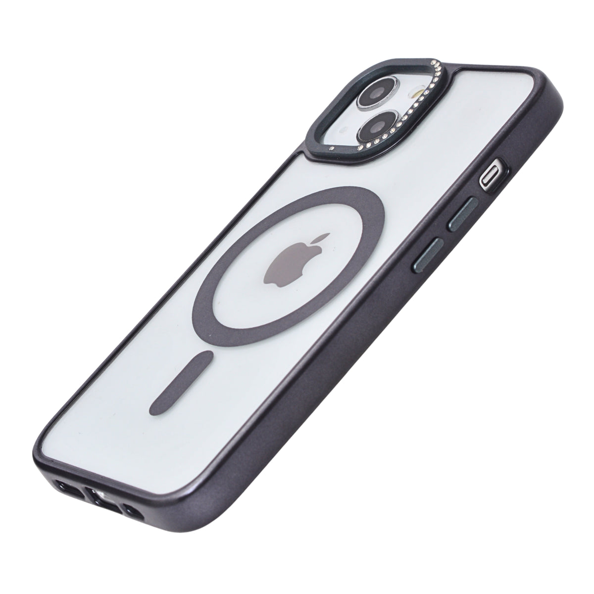 Transparent Rhinestone Camera Edge MagSafe Compatible Phone Case for iPhone 13/ 14