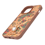 Bohemian Ethnic Print Cork Texture with Pearl Detail Phone Case for iPhone 14 Pro Max