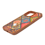 Bohemian Ethnic Print Cork Texture with Pearl Detail Phone Case for iPhone 15 Pro Max