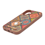 Bohemian Ethnic Print Cork Texture with Pearl Detail Phone Case for iPhone 16