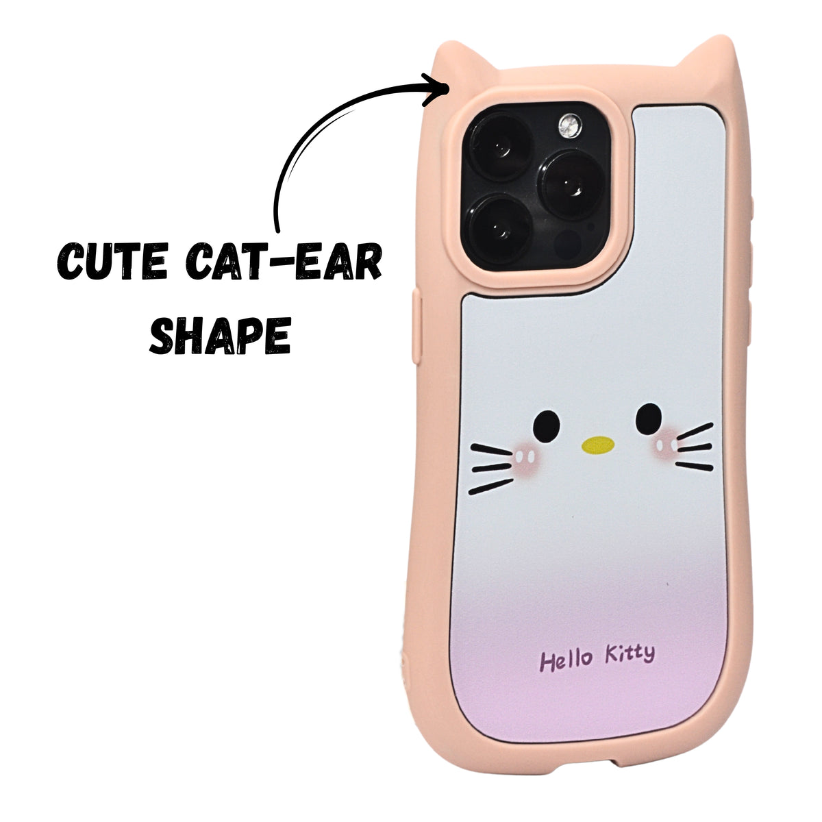 Cute Cartoon Phone Case with Cat Ears For iPhone 15 Pro